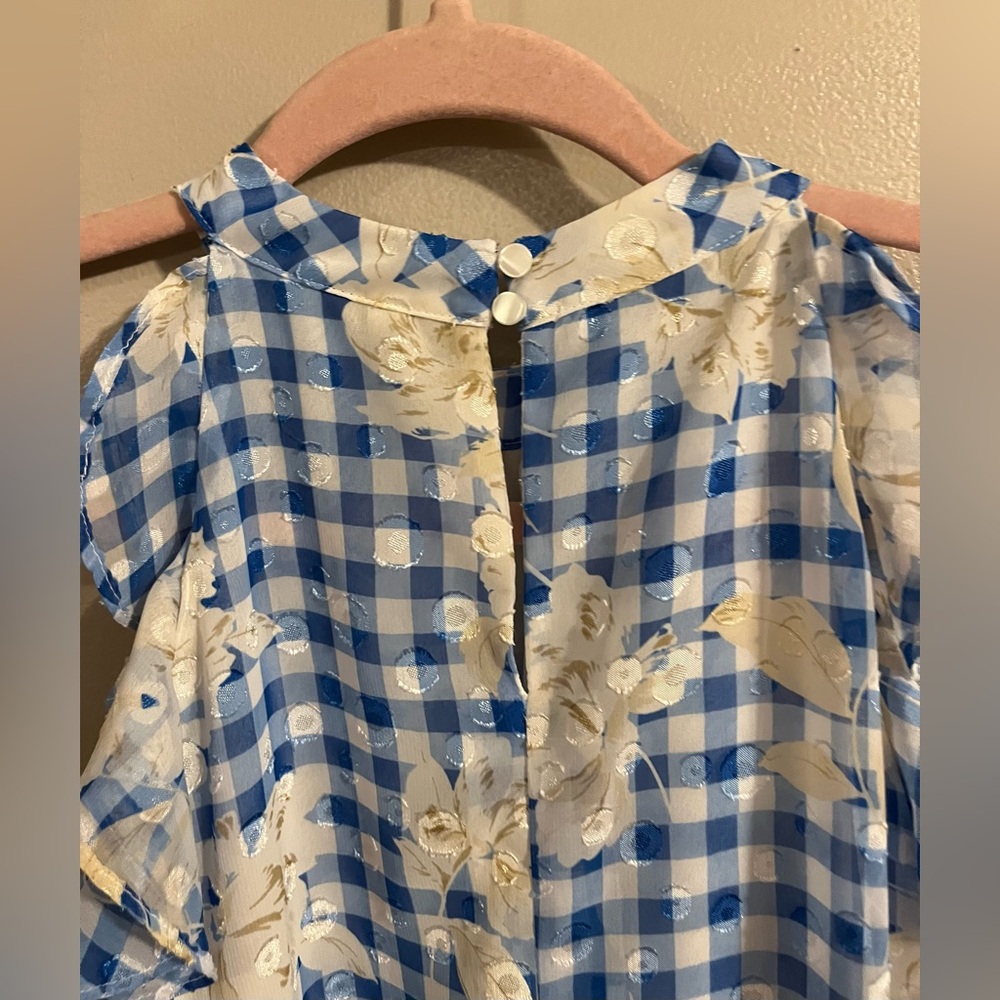 $6💙Bundled Cato Blue/White Gingham High Low Tank - Picture 5 of 7